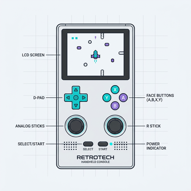 R36S minimalist device diagram showing hardware layout